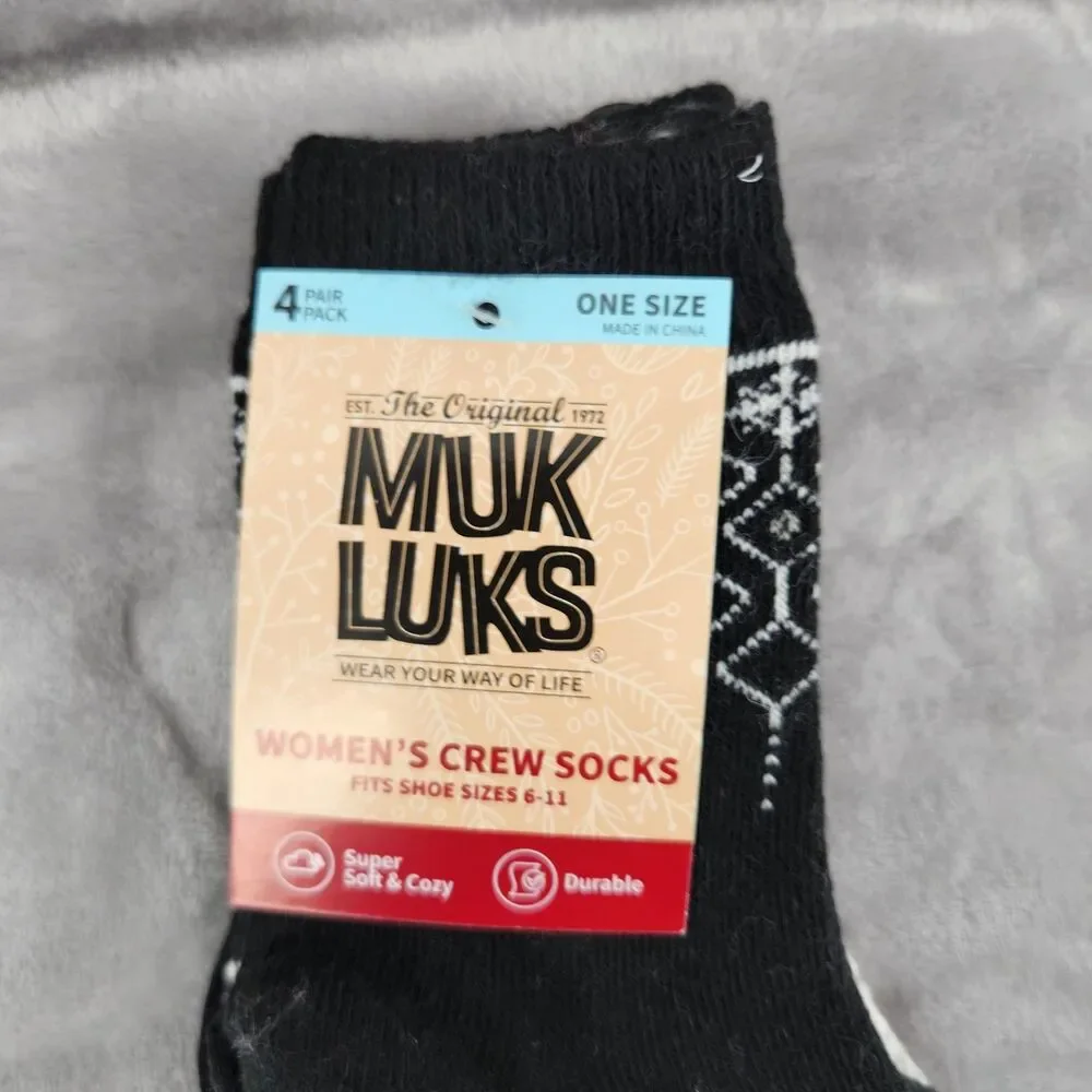 Muk Luks Women's Cozy Socks 4‎ Pack Size 6-11 NWT